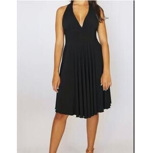 Tropical Honey Black Halter Swing Dress - M